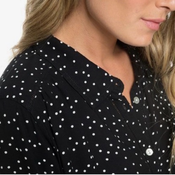 Roxy Urban Earth Long Sleeve Button Up Shirt in Black & White Polkadot - Picture 4 of 14